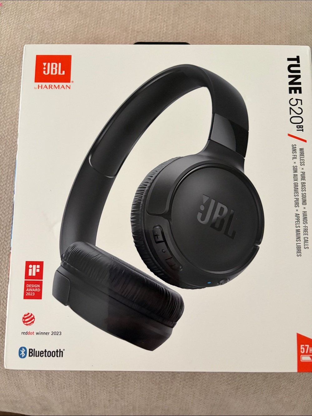 JBL Tune 520BT Wireless Over-Ear Headphones - Black
